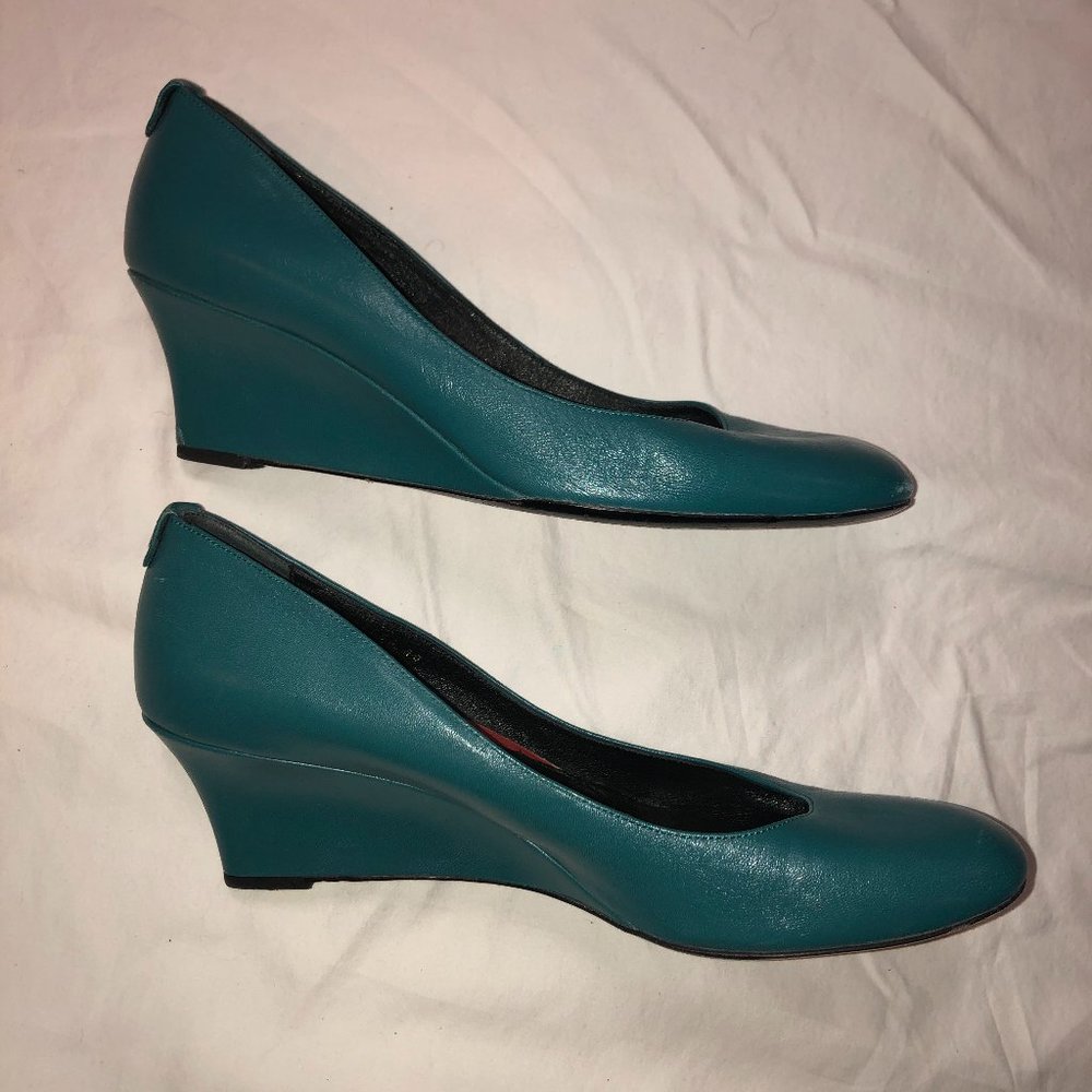 Gucci Teal Wedge Heels